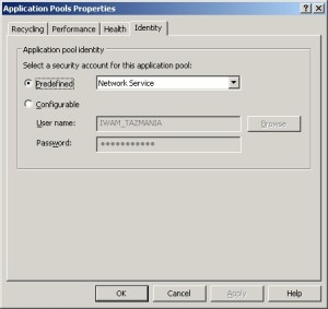 App Pool - Tab 4 Identity